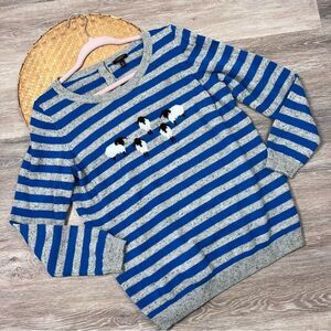 Talbots blue‎ striped lamb print sweater wool blend